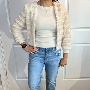 Speechless M Cream Faux Fur Jacket